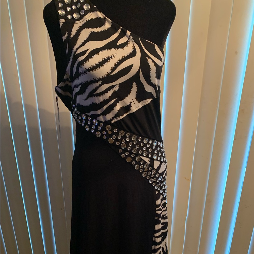 Angel Fashion Zebra design Off Shoulder Formal